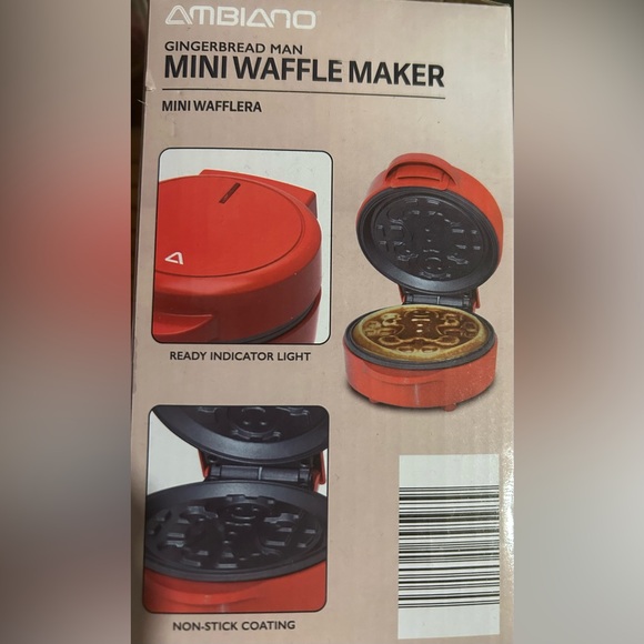 Mini waffle maker New in box Gingerbread man Red gift idea - Picture 2 of 3